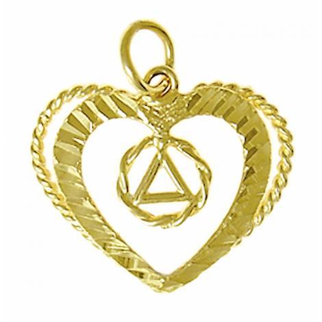 AG12. AA Circle Heart Pendant, 14kt Gold. - Premium Jewelry from 12 Step Gold by Jonathan Friedman - Just $159! Shop now at Choices Books & Gifts