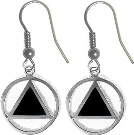 ASE03. AA with Black Enamel Inlay. Sterling Silver. - Premium Jewelry from 12 Step Gold by Jonathan Friedman - Just $50! Shop now at Choices Books & Gifts