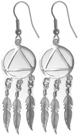 ASE20. AA with 3 Feathers. Sterling Silver. - Premium Jewelry from 12 Step Gold by Jonathan Friedman - Just $60! Shop now at Choices Books & Gifts
