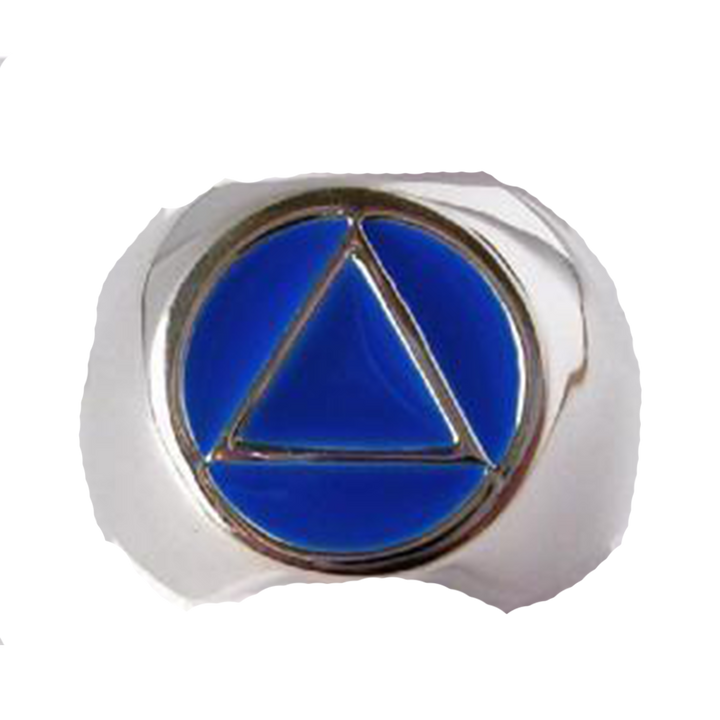 ASR03.  AA Blue Enamel Ring. Sterling Silver. - Premium Jewelry from 12 Step Gold by Jonathan Friedman - Just $49.95! Shop now at Choices Books & Gifts
