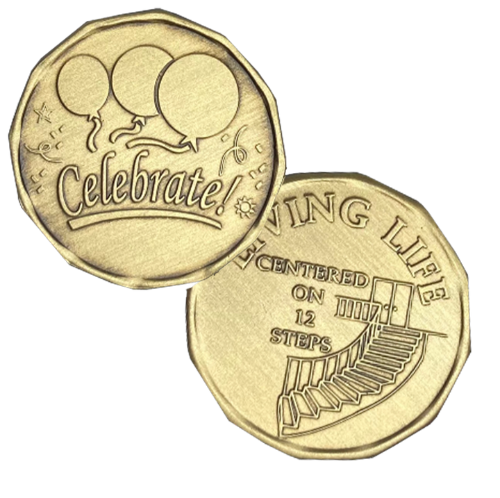 C16. Celebrate Balloons, Living Life Bronze Coin. BRM129