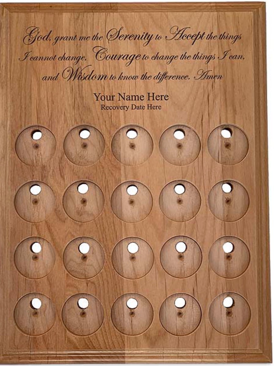 G017. Medallion Holder, 20 Coins, Serenity Prayer - Personalized - Premium Gifts from Wooden U recover - Just $84.95! Shop now at Choices Books & Gifts