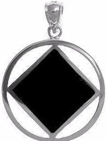 NS63. NA Black Enamel Necklace, SMALL. Sterling Silver. - Premium Jewelry from 12 Step Gold by Jonathan Friedman - Just $44.95! Shop now at Choices Books & Gifts