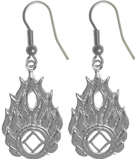NSE09a18. NA Symbol Flames. Sterling Silver. - Premium Jewelry from 12 Step Gold by Jonathan Friedman - Just $40! Shop now at Choices Books & Gifts