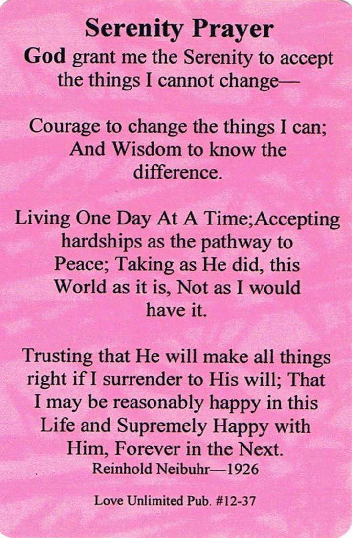 Wallet card: Serenity Prayer - Premium Gifts from Love Unlimited - Just $1.25! Shop now at Choices Books & Gifts
