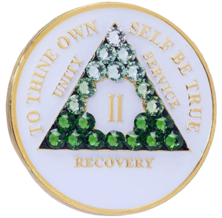 #a04. AA Coin, Glow w Green Transition Crystals (Yrs 1-65)