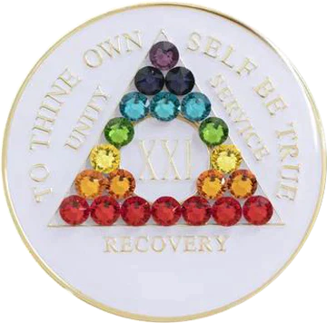 #a06. AA Medallion GLOW in Dark w LGBT Crystals (1-65) - Premium Medallions from Choices - Just $21.95! Shop now at Choices Books & Gifts