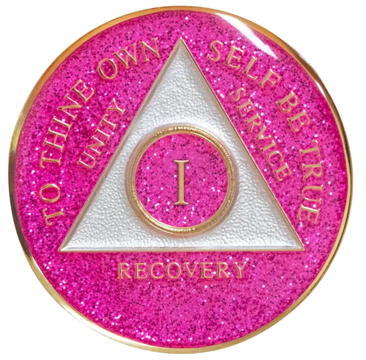 #a24.  AA Medallion Glitter Pink Coin (1-65)