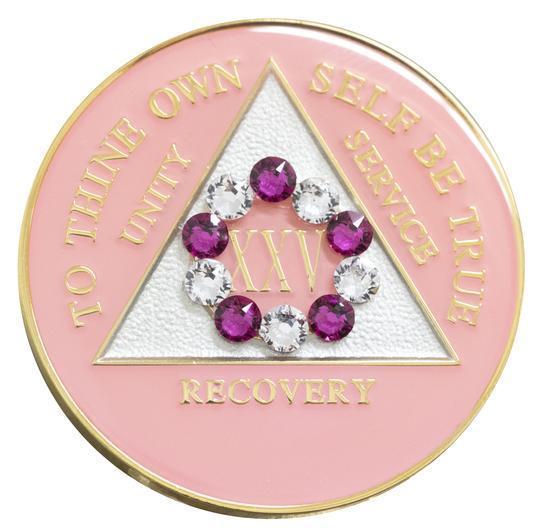 #a28. AA Pink Medallion w Pink White Circle (1-50) - Premium Medallions from Choices - Just $21.95! Shop now at Choices Books & Gifts