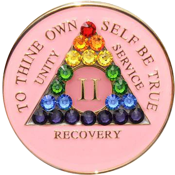 #a31. AA Pink Coin w Rainbow Crystals (Yrs 1-50)