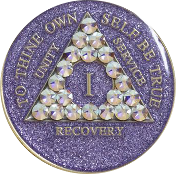 #a32. AA Glitter Lavender Ciub w AB White (Yrs 1-65) - Premium Medallions from Choices - Just $21.95! Shop now at Choices Books & Gifts