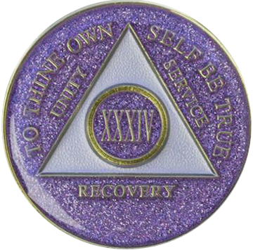 #a40. AA Glitter Lavender Coin (1-65) - Premium Medallions from Choices - Just $13.95! Shop now at Choices Books & Gifts