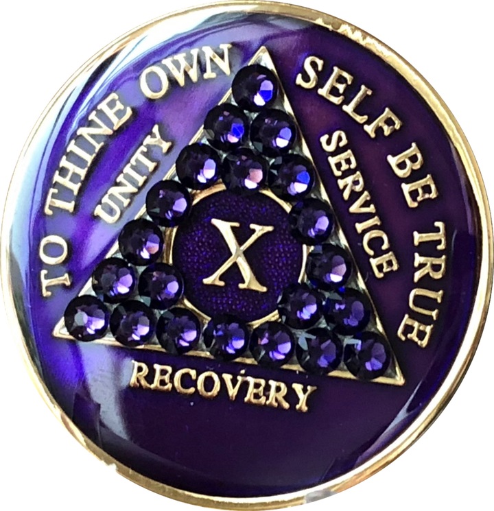 #a47. AA Medallion Purple w Purple Crystals (1-65) - Premium Medallions from Choices - Just $21.95! Shop now at Choices Books & Gifts