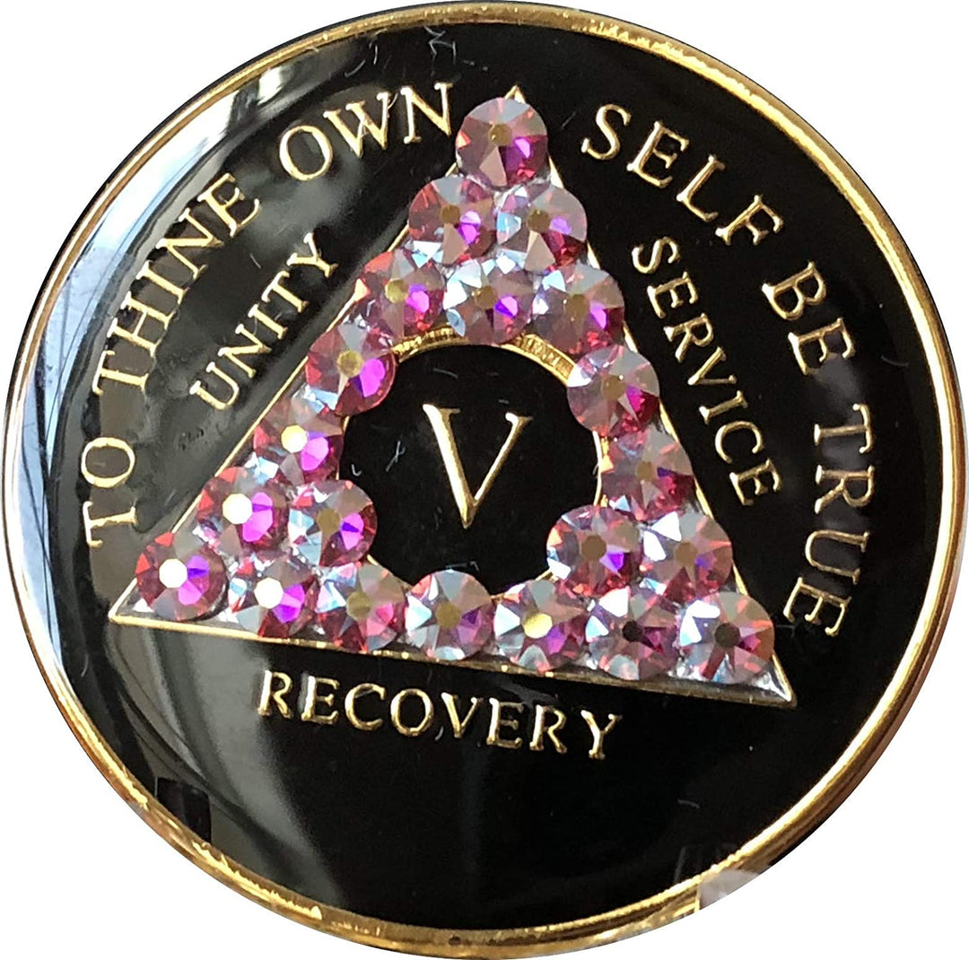 #aa100. AA Medallion Black w Rose AB Triangle (1-65) - Premium Medallions from Choices - Just $21.95! Shop now at Choices Books & Gifts