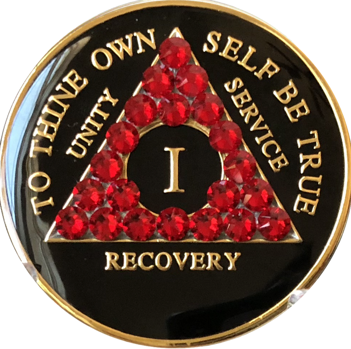 #aa103. AA Chip, Black w Red Triangle  (Yrs 1-65)