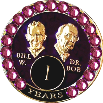 #B07. Bill & Bob Pink Coin w Rose Crystals (1-55) - Premium Medallions from Choices - Just $21.95! Shop now at Choices Books & Gifts