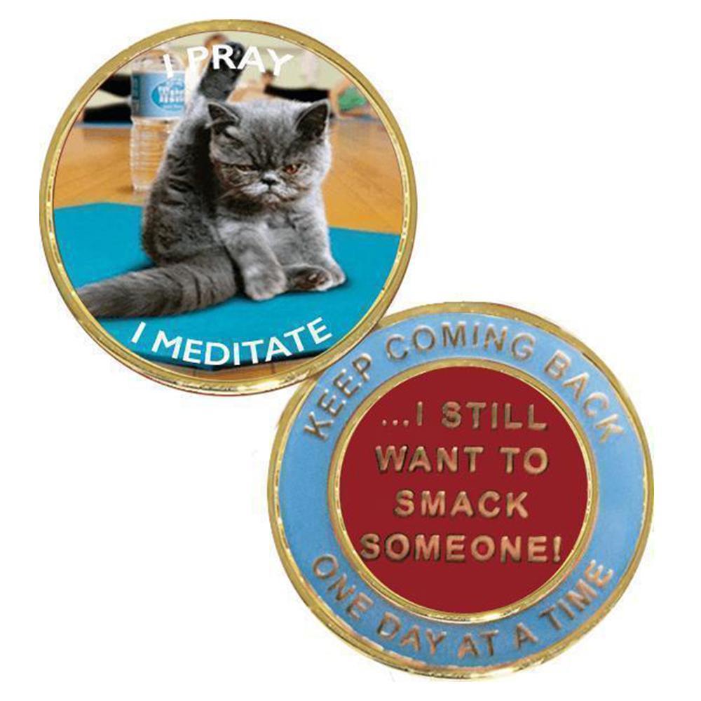 #Z34. Yoga Cat Recovery Medallion - Premium Medallions from Choices - Just $13.95! Shop now at Choices Books & Gifts
