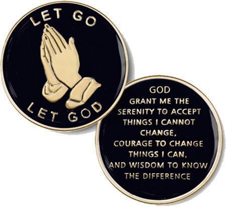 #Z39. Let Go & Let God, Black Recovery Medallion - Premium Medallions from Choices - Just $13.95! Shop now at Choices Books & Gifts