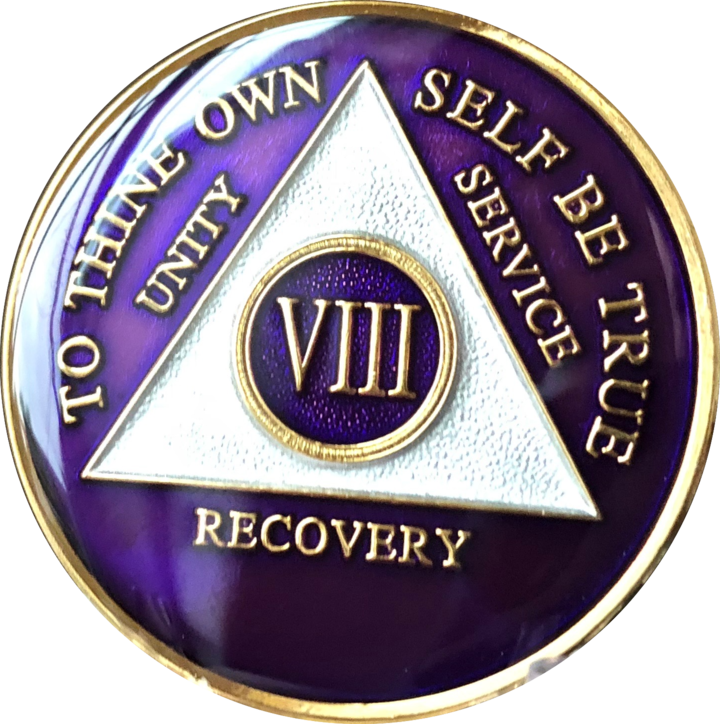 #a50. AA Medallion Purple Silver Sobriety Coin (1-65) - Premium Medallions from Choices - Just $13.95! Shop now at Choices Books & Gifts