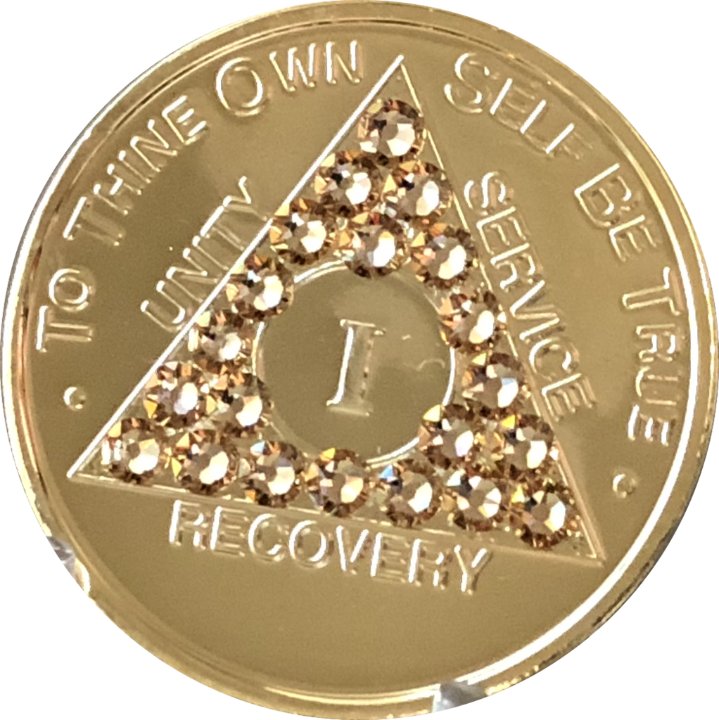 #aa125. AA 24KT Gold Plated AA Coin w Gold Crystals (1-50) - Premium Medallions from Choices - Just $21.95! Shop now at Choices Books & Gifts