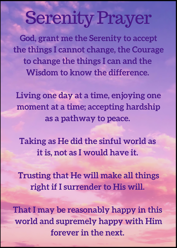 88. Serenity Prayer, Long Form Pink Purple D01.