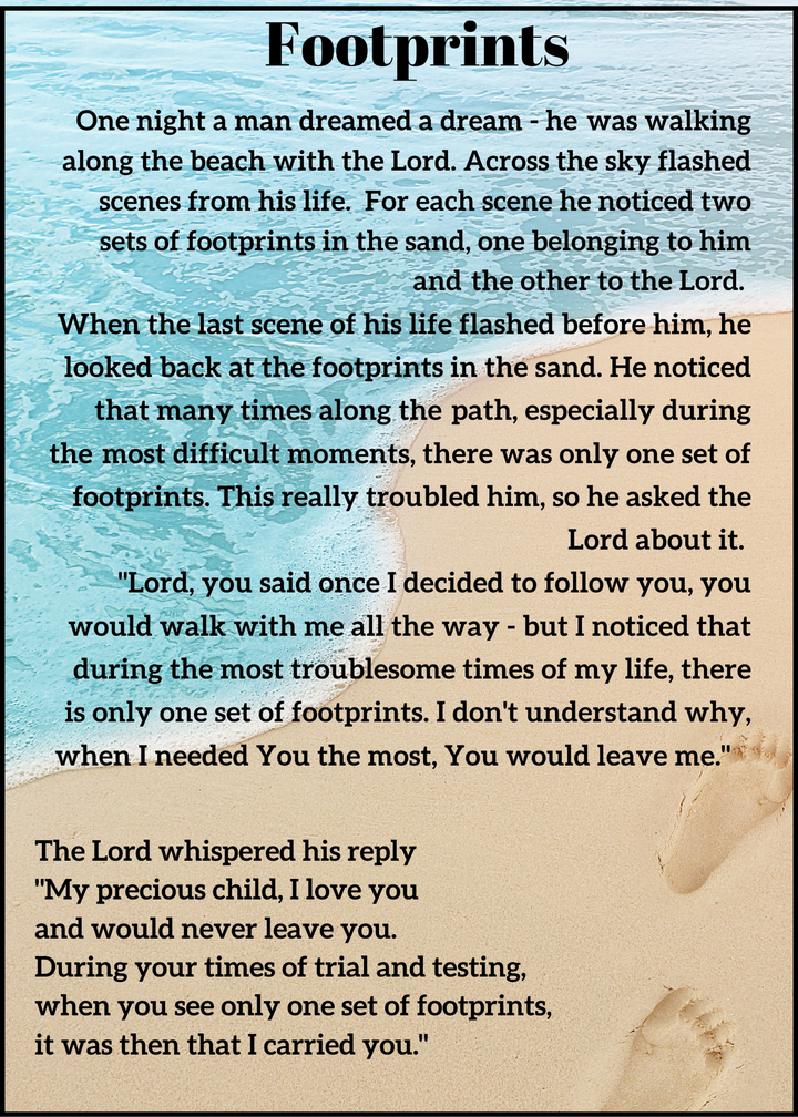 97.  Prayer, Footprints. New Card. C09