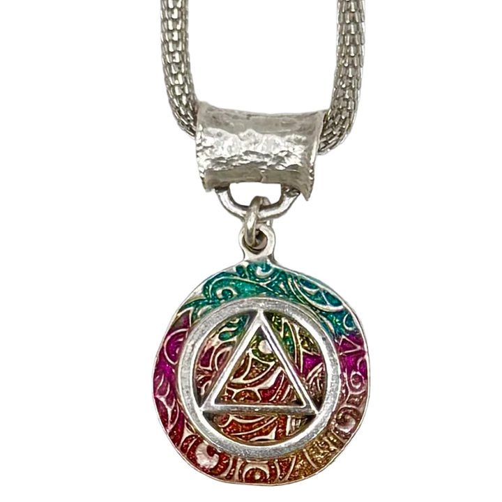 A05. "Rainbow Swirl" AA Silver Plated Necklace.