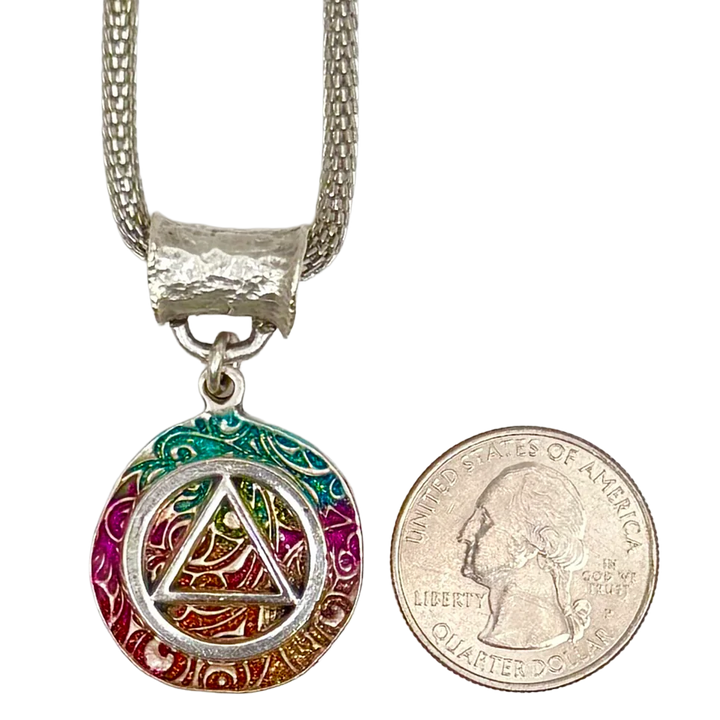 A05. "Rainbow Swirl" AA Silver Plated Necklace.