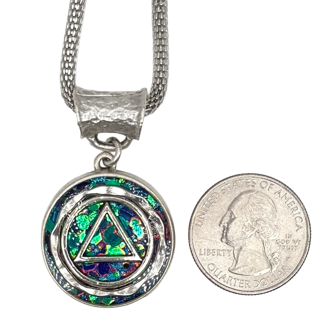 A06.  "Turquoise Sea" AA Silver Plated Necklace.