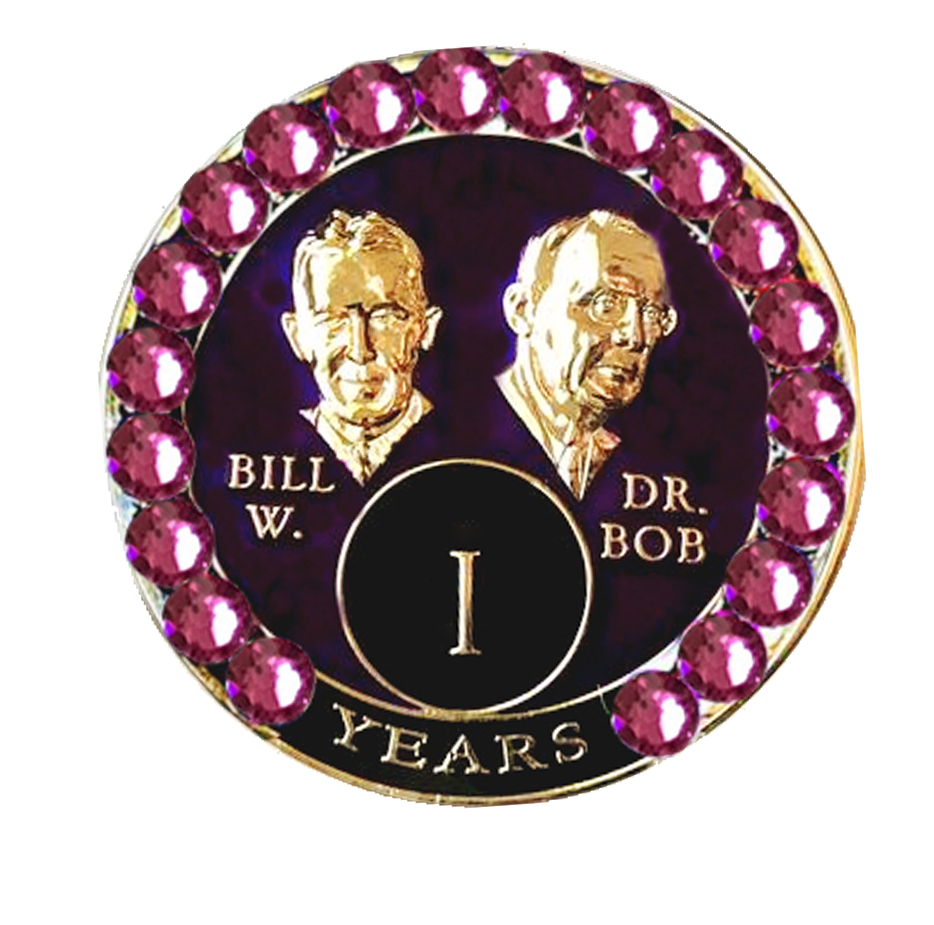 Bill & Bob Purple Coin with Volcano Crystals - Recovery Medallion from Choices Books & Gifts
