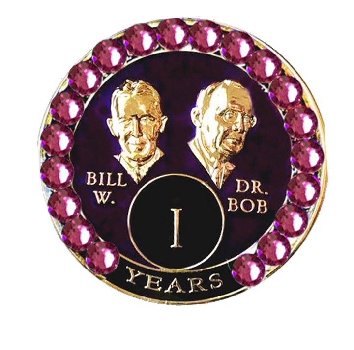 Bill & Bob Purple Coin with Volcano Crystals - Recovery Medallion from Choices Books & Gifts
