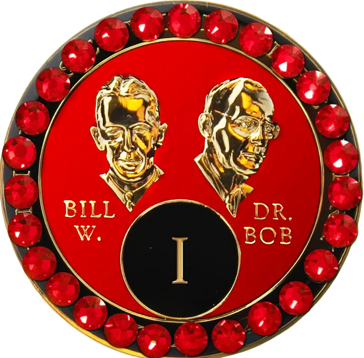 Bill & Bob Red Coin with Red Crystals - Recovery Medallion from Choices Books & Gifts