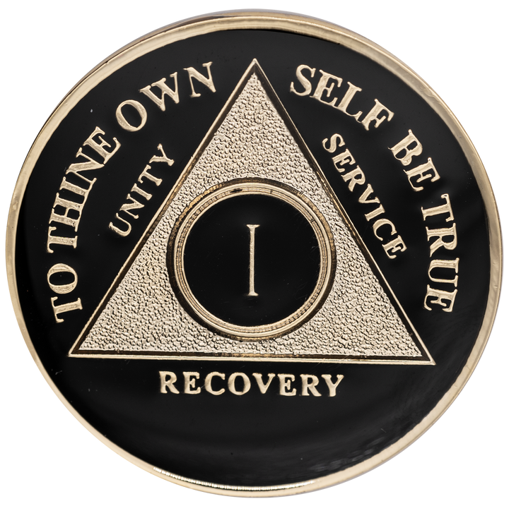 Black/Gold AA Medallion - Recovery Medallion from Choices Books & Gifts