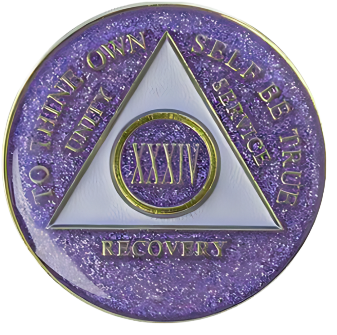 Glitter Lavender AA Medallion - Recovery Medallion from Choices Books & Gifts