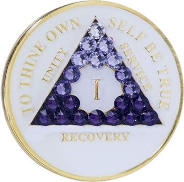 Glow in the Dark AA Chip with Purple Trans - Recovery Medallion from Choices Books & Gifts