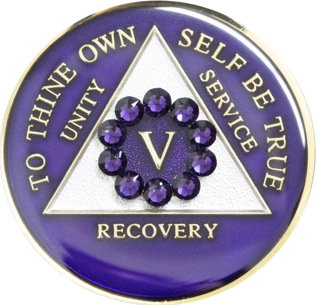 Purple AA with Purple Circle Crystals Coin - Recovery Medallion from Choices Books & Gifts