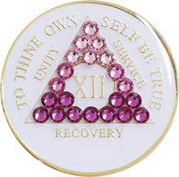 AA Coin, #A01.  Glow in the Dark AA Chip w Pink Trans (Yrs 1-65)