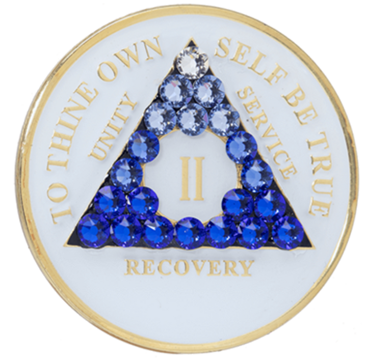 AA Coin, #A05. Glow AA Medallion w Blue Trans (Yrs 1-65)