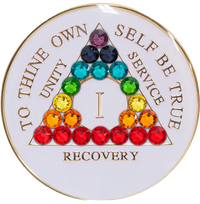 AA Coin, #A07.  Glow AA Medallion w Reverse Rainbow  Crystals (Yrs 1-65)