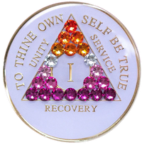 AA Coin, #A09. Glow AA Chip with Orange/Pink Trans (Yrs 1-65)