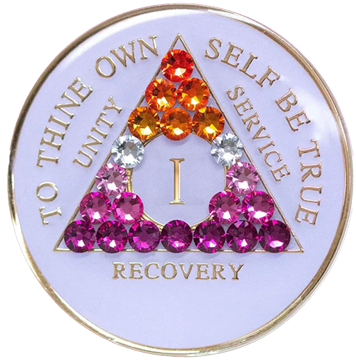 AA Coin, #A09. Glow AA Chip with Orange/Pink Trans (Yrs 1-65)
