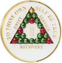 AA Coin, #A11. Glow AA Chip w Christmas Crystals (Yrs 1-65)