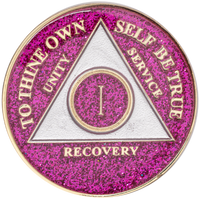 AA Coin, #A16.  Glitter Pink AA Medallion (Yrs 1-65)