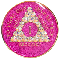 AA Coin, #A18. Glitter Pink w Aur Borealis (Yrs 1-65)