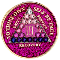 AA Coin, #A19. Glitter Pink w Pink/Pur/Tran (Yrs 1-65)