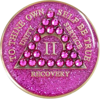 AA Coin, #A20. Glitter Pink w Pink Crystals (Yrs 1-65)