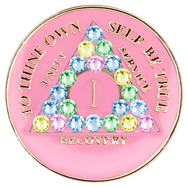 AA Coin, #A29.  Pink AA Medallion w Pastel (Yrs 1-50)