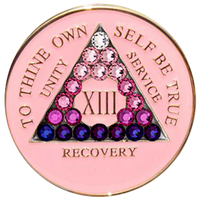 AA Coin, #A30.  Pink AA Coin w Pink Transition Crystals (Yrs 1-50)