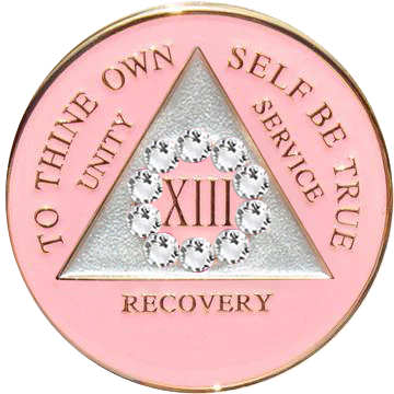 AA Coin, #A33.  Pink AA Chip w White Circle (Yrs 1-50)