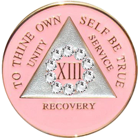 AA Coin, #A33.  Pink AA Medallion w White Circle (Yrs 1-50)